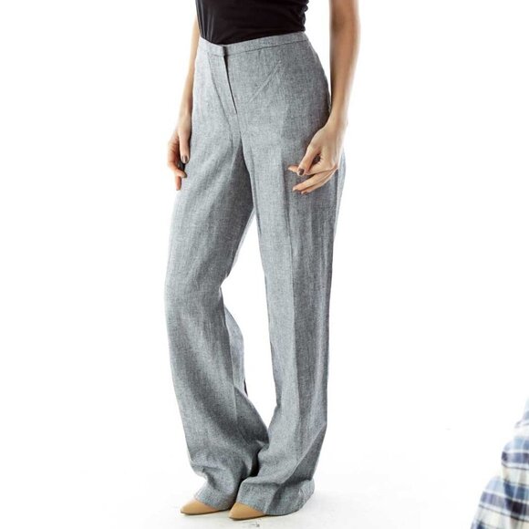 Calvin Klein Gray Straight Leg Linen Pants - Picture 3 of 3